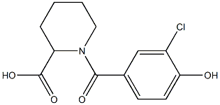 1-[(3-chloro-4-hydroxyphenyl)carbonyl]piperidine-2-carboxylic acid Struktur