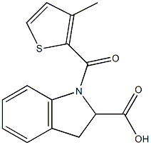 1-[(3-methylthiophen-2-yl)carbonyl]-2,3-dihydro-1H-indole-2-carboxylic acid Struktur