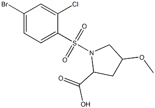 1-[(4-bromo-2-chlorobenzene)sulfonyl]-4-methoxypyrrolidine-2-carboxylic acid Struktur