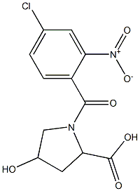 1-[(4-chloro-2-nitrophenyl)carbonyl]-4-hydroxypyrrolidine-2-carboxylic acid Struktur