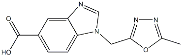 1-[(5-methyl-1,3,4-oxadiazol-2-yl)methyl]-1H-1,3-benzodiazole-5-carboxylic acid Struktur