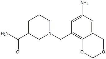 1-[(6-amino-2,4-dihydro-1,3-benzodioxin-8-yl)methyl]piperidine-3-carboxamide Struktur