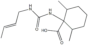 1-[(but-2-en-1-ylcarbamoyl)amino]-2,6-dimethylcyclohexane-1-carboxylic acid Struktur