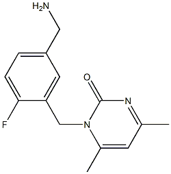 1-{[5-(aminomethyl)-2-fluorophenyl]methyl}-4,6-dimethyl-1,2-dihydropyrimidin-2-one Struktur