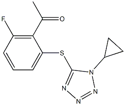 1-{2-[(1-cyclopropyl-1H-1,2,3,4-tetrazol-5-yl)sulfanyl]-6-fluorophenyl}ethan-1-one Struktur