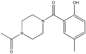 1-{4-[(2-hydroxy-5-methylphenyl)carbonyl]piperazin-1-yl}ethan-1-one Struktur