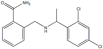 2-({[1-(2,4-dichlorophenyl)ethyl]amino}methyl)benzamide Struktur