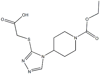 2-({4-[1-(ethoxycarbonyl)piperidin-4-yl]-4H-1,2,4-triazol-3-yl}sulfanyl)acetic acid Struktur