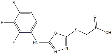 2-({5-[(2,3,4-trifluorophenyl)amino]-1,3,4-thiadiazol-2-yl}sulfanyl)acetic acid Struktur