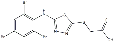 2-({5-[(2,4,6-tribromophenyl)amino]-1,3,4-thiadiazol-2-yl}sulfanyl)acetic acid Struktur