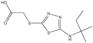 2-({5-[(2-methylbutan-2-yl)amino]-1,3,4-thiadiazol-2-yl}sulfanyl)acetic acid Struktur