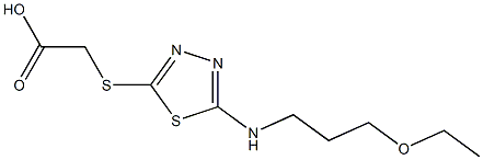 2-({5-[(3-ethoxypropyl)amino]-1,3,4-thiadiazol-2-yl}sulfanyl)acetic acid Struktur