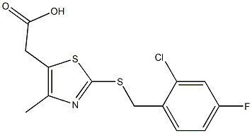 2-(2-{[(2-chloro-4-fluorophenyl)methyl]sulfanyl}-4-methyl-1,3-thiazol-5-yl)acetic acid Struktur