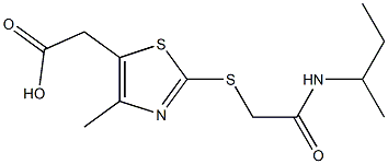 2-(2-{[(butan-2-ylcarbamoyl)methyl]sulfanyl}-4-methyl-1,3-thiazol-5-yl)acetic acid Struktur