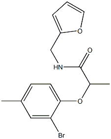 2-(2-bromo-4-methylphenoxy)-N-(furan-2-ylmethyl)propanamide Struktur