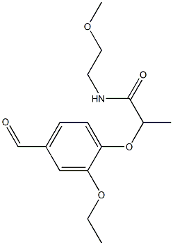 2-(2-ethoxy-4-formylphenoxy)-N-(2-methoxyethyl)propanamide Struktur