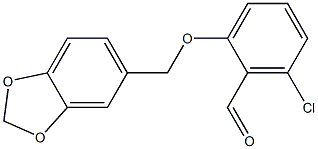 2-(2H-1,3-benzodioxol-5-ylmethoxy)-6-chlorobenzaldehyde Struktur