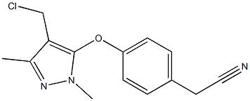 2-(4-{[4-(chloromethyl)-1,3-dimethyl-1H-pyrazol-5-yl]oxy}phenyl)acetonitrile Struktur