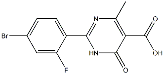 2-(4-bromo-2-fluorophenyl)-4-methyl-6-oxo-1,6-dihydropyrimidine-5-carboxylic acid Struktur