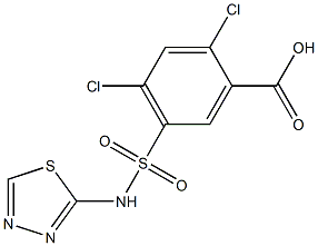 2,4-dichloro-5-(1,3,4-thiadiazol-2-ylsulfamoyl)benzoic acid Struktur