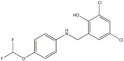 2,4-dichloro-6-({[4-(difluoromethoxy)phenyl]amino}methyl)phenol Struktur