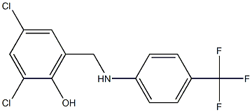 2,4-dichloro-6-({[4-(trifluoromethyl)phenyl]amino}methyl)phenol Struktur