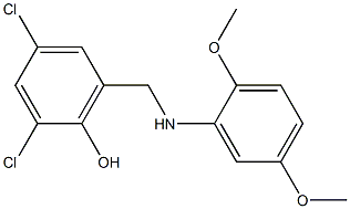 2,4-dichloro-6-{[(2,5-dimethoxyphenyl)amino]methyl}phenol Struktur