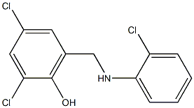 2,4-dichloro-6-{[(2-chlorophenyl)amino]methyl}phenol Struktur