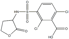 2,6-dichloro-3-[(2-oxooxolan-3-yl)sulfamoyl]benzoic acid Struktur