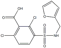 2,6-dichloro-3-[(furan-2-ylmethyl)sulfamoyl]benzoic acid Struktur