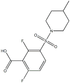 2,6-difluoro-3-[(4-methylpiperidine-1-)sulfonyl]benzoic acid Struktur