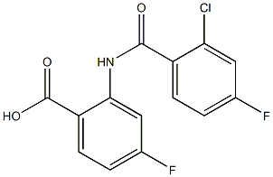 2-[(2-chloro-4-fluorobenzene)amido]-4-fluorobenzoic acid Struktur