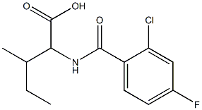 2-[(2-chloro-4-fluorobenzoyl)amino]-3-methylpentanoic acid Struktur