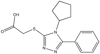 2-[(4-cyclopentyl-5-phenyl-4H-1,2,4-triazol-3-yl)sulfanyl]acetic acid Struktur