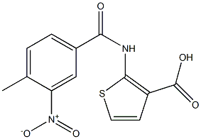 2-[(4-methyl-3-nitrobenzene)amido]thiophene-3-carboxylic acid Struktur