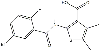 2-[(5-bromo-2-fluorobenzene)amido]-4,5-dimethylthiophene-3-carboxylic acid Struktur