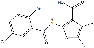 2-[(5-chloro-2-hydroxybenzene)amido]-4,5-dimethylthiophene-3-carboxylic acid Struktur