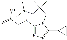 2-[(5-cyclopropyl-4-{2-[(dimethylamino)methyl]-2-methylpropyl}-4H-1,2,4-triazol-3-yl)sulfanyl]acetic acid Struktur