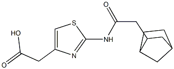 2-[2-(2-{bicyclo[2.2.1]heptan-2-yl}acetamido)-1,3-thiazol-4-yl]acetic acid Struktur