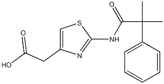 2-[2-(2-methyl-2-phenylpropanamido)-1,3-thiazol-4-yl]acetic acid Struktur