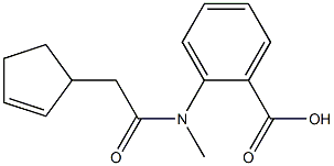 2-[2-(cyclopent-2-en-1-yl)-N-methylacetamido]benzoic acid Struktur