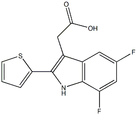 2-[5,7-difluoro-2-(thiophen-2-yl)-1H-indol-3-yl]acetic acid Struktur