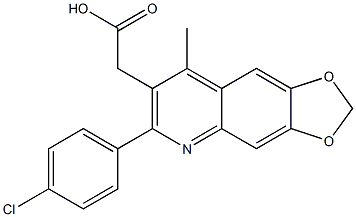 2-[6-(4-chlorophenyl)-8-methyl-2H-[1,3]dioxolo[4,5-g]quinolin-7-yl]acetic acid Struktur