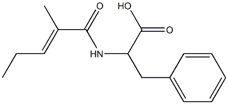 2-{[(2E)-2-methylpent-2-enoyl]amino}-3-phenylpropanoic acid Struktur