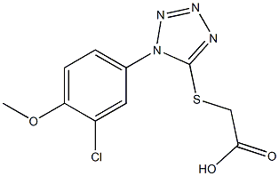 2-{[1-(3-chloro-4-methoxyphenyl)-1H-1,2,3,4-tetrazol-5-yl]sulfanyl}acetic acid Struktur