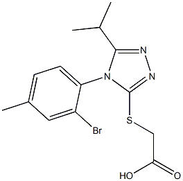 2-{[4-(2-bromo-4-methylphenyl)-5-(propan-2-yl)-4H-1,2,4-triazol-3-yl]sulfanyl}acetic acid Struktur