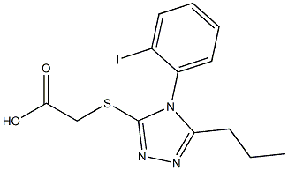 2-{[4-(2-iodophenyl)-5-propyl-4H-1,2,4-triazol-3-yl]sulfanyl}acetic acid Struktur