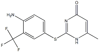 2-{[4-amino-3-(trifluoromethyl)phenyl]sulfanyl}-6-methyl-1,4-dihydropyrimidin-4-one Struktur