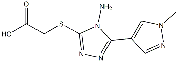 2-{[4-amino-5-(1-methyl-1H-pyrazol-4-yl)-4H-1,2,4-triazol-3-yl]sulfanyl}acetic acid Struktur