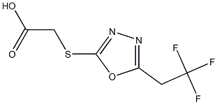 2-{[5-(2,2,2-trifluoroethyl)-1,3,4-oxadiazol-2-yl]sulfanyl}acetic acid Struktur